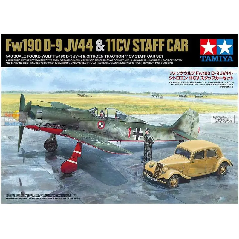 Tamiya - Tam25213 1:48 Tamiya Fw190d-9 Jv44 & Citroen 11Cv Staff Car [2 Kits] 1