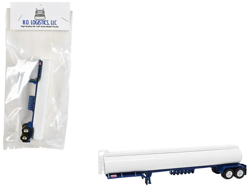 Tanker Trailer White And Blue 1/87 (Ho) Scale Plastic Model By Ho Logistics 1