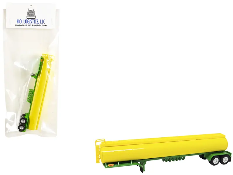 Tanker Trailer Yellow And Green 1/87 (Ho) Scale Plastic Model By Ho Logistics 1