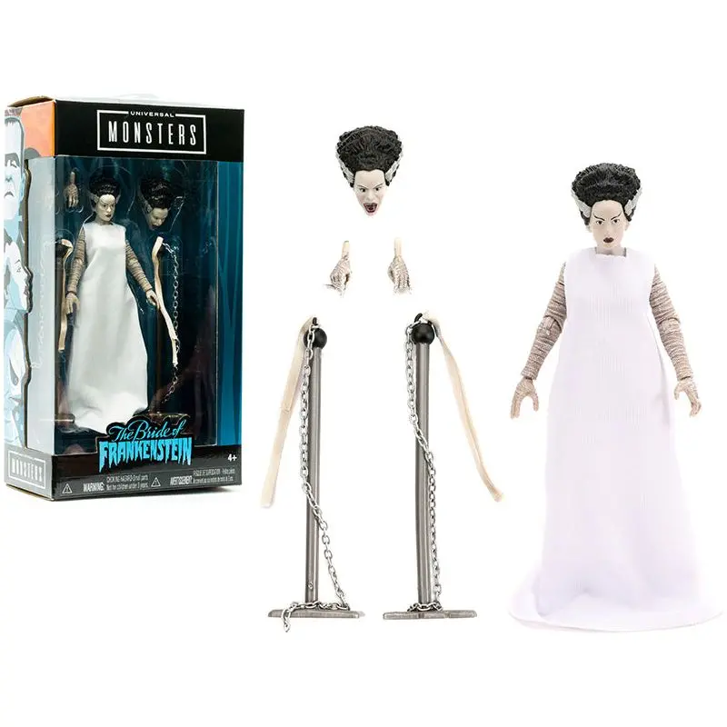 The Bride Of Frankenstein 6" Moveable Figurine With Chains And Alternate Head And Hands "Universal Monsters" Series By Jada 1