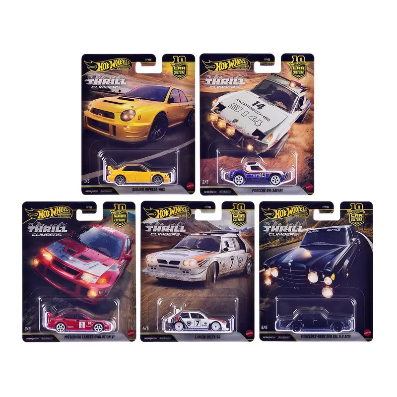 "Thrill Climbers" 5 Piece Set "Car Culture 10Th Anniversary" 2025 Series Q Diecast Model Cars By Hot Wheels 1