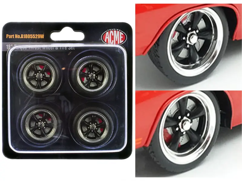 "Torque Thrust" 18" Wheel And Tire Set Of 4 Pieces For 1/18 Scale Models By Acme 1