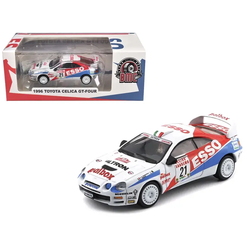 Toyota Celica Gt-Four #21 Gilberto Pianezzola - Loris Roggia "Rallye Sanremo - Rallye D'italia" (1996) With Extra Wheels 1/64 Diecast Model Car By Bm Creations 1
