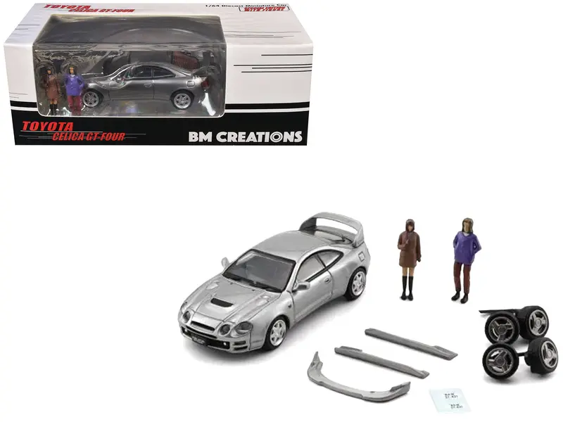 Toyota Celica Gt-Four Rhd (Right Hand Drive) Id Silver Metallic With 2 Figures And Accessories 1/64 Diecast Model Car By Bm Creations 1