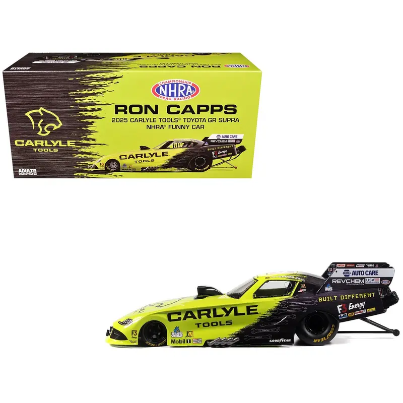 Toyota Gr Supra Nhra Funny Car Ron Capps "Carlyle Tools" (2025) Limited Edition 1/24 Diecast Model By Auto World 1