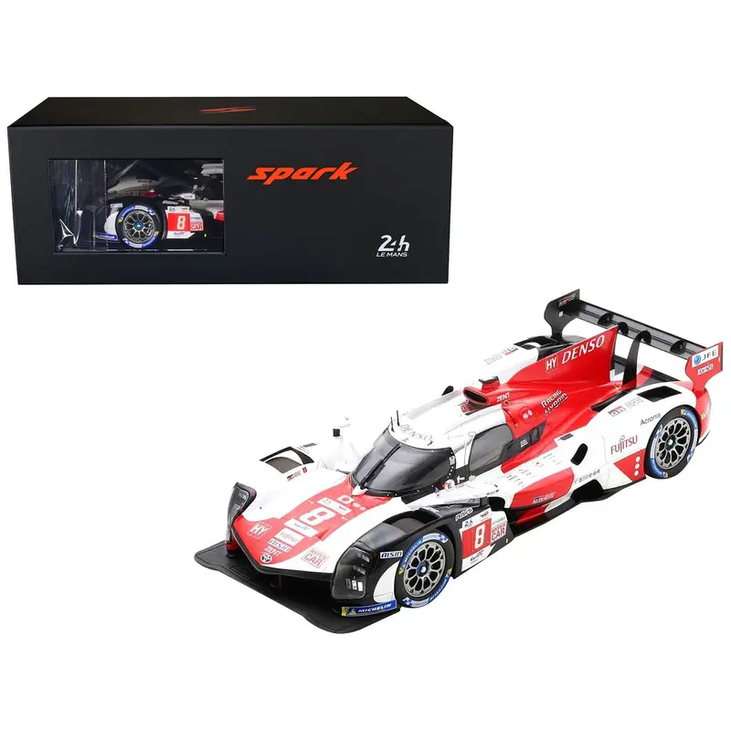 Toyota Gr010 Hybrid #8 Sebastien Buemi - Brendon Hartley - Ryo Hirakawa Hypercar Class Winner "24 Hours Of Le Mans" (2022) With Acrylic Display Case 1/18 Model Car By Spark 1