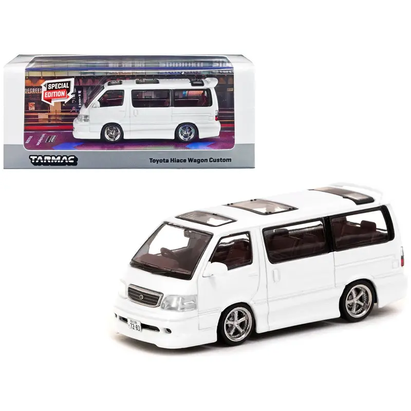 Toyota Hiace Wagon Custom Van Rhd (Right Hand Drive) White "Special Edition" "Road64" Series 1/64 Diecast Model Car By Tarmac Works 1