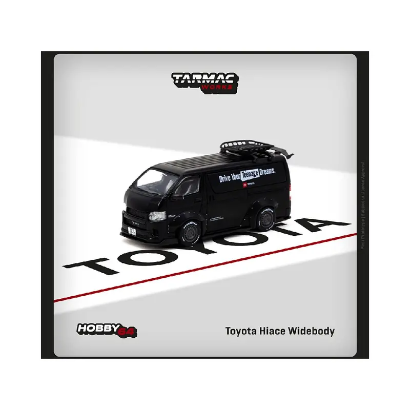 Toyota Hiace Widebody Van Rhd (Right Hand Drive) Matt Black With Roof Rack "Drive Your Teenage Dreams" "Hobby64" Series 1/64 Diecast Model Car By Tarmac Works 1