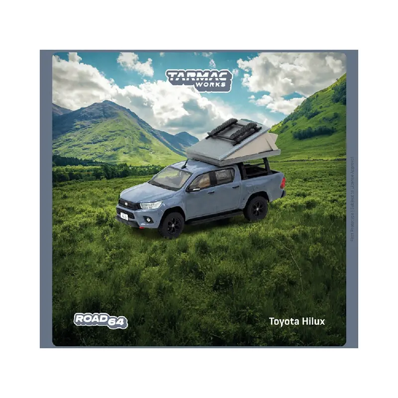 Toyota Hilux Pickup Truck Rhd (Right Hand Drive) Gray With Camping Equipment "Road64" Series 1/64 Diecast Model Car By Tarmac Works 1