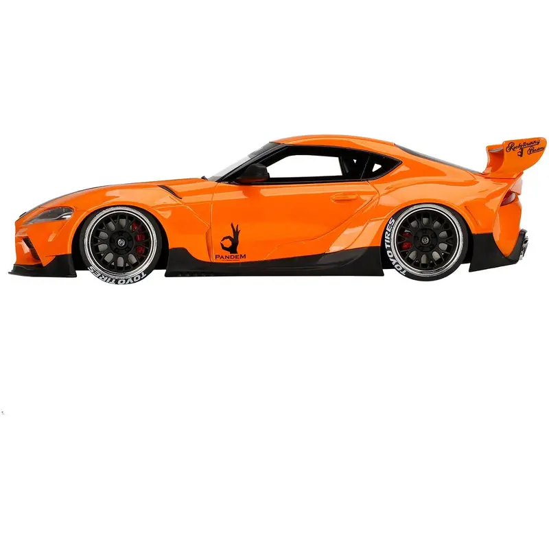 Toyota Pandem Gr Supra V1.0 Orange With Black Hood 1/18 Model Car By Top Speed 1