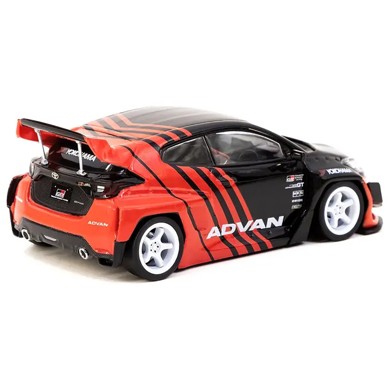 Toyota "Pandem" Yaris Rhd (Right Hand Drive) Black And Red "Advan" Livery "Hobby43" Series 1/43 Diecast Model Car By Tarmac Works 1