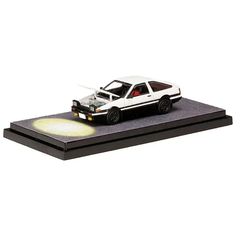 Toyota Sprinter Trueno (Ae86) Rhd (Right Hand Drive) White And Black "Engine Mounted Model Vs Wataru Akiyama" "Initial D" (1995-2013) Manga 1/64 Diecast Model Car By Hobby Japan 1