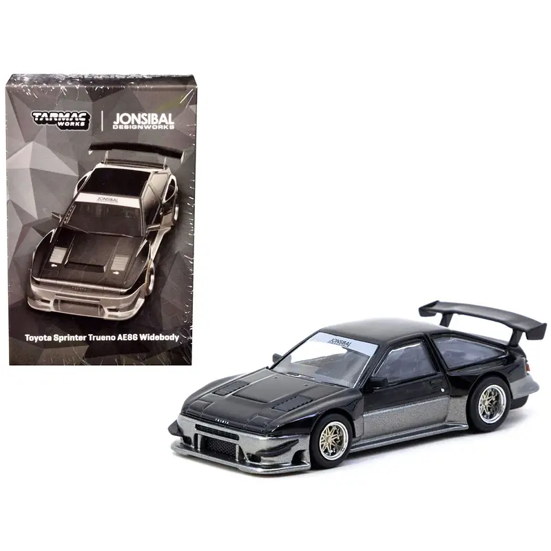 Toyota Sprinter Trueno Ae86 Widebody Rhd (Right Hand Drive) "Jonsibal Designworks" Black And Gray Metallic "Global64" Series 1/64 Diecast Model By Tarmac Works 1