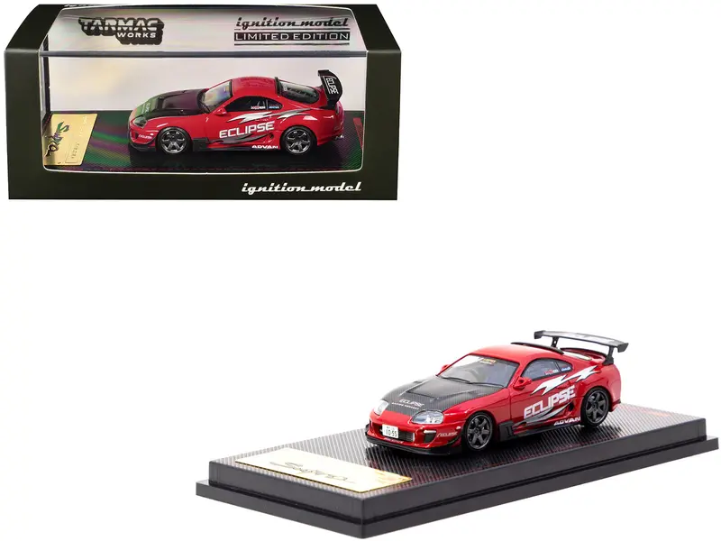 Toyota Supra (Jza80) Rz Rhd (Right Hand Drive) "Eclipse Racing Concept" Red With Carbon Hood 1/64 Diecast Model Car By Ignition Model 1