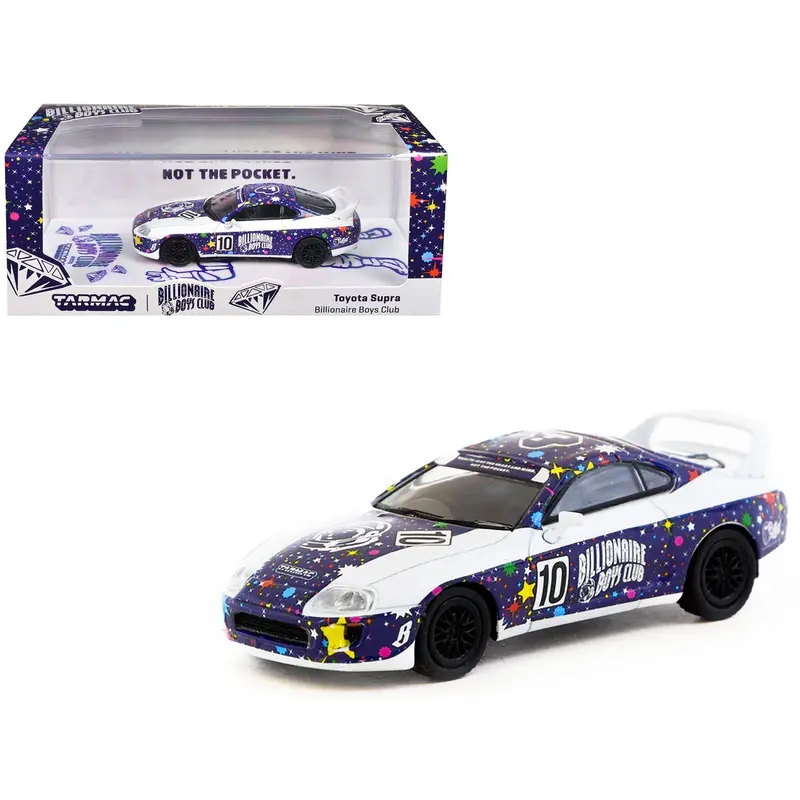 Toyota Supra Rhd (Right Hand Drive) #10 "Billionaire Boys Club" Purple And White With Graphics "Hobby64" Series 1/64 Diecast Model Car By Tarmac Works 1