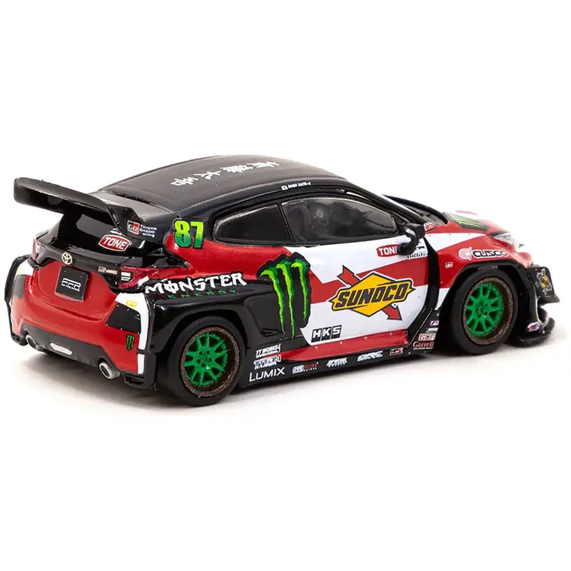 Toyota Yaris #87 Red And White With Black Top And Graphics "Monster Energy - Pandem Drift Car" "Hobby64" Series 1/64 Diecast Model Car By Tarmac Works 1