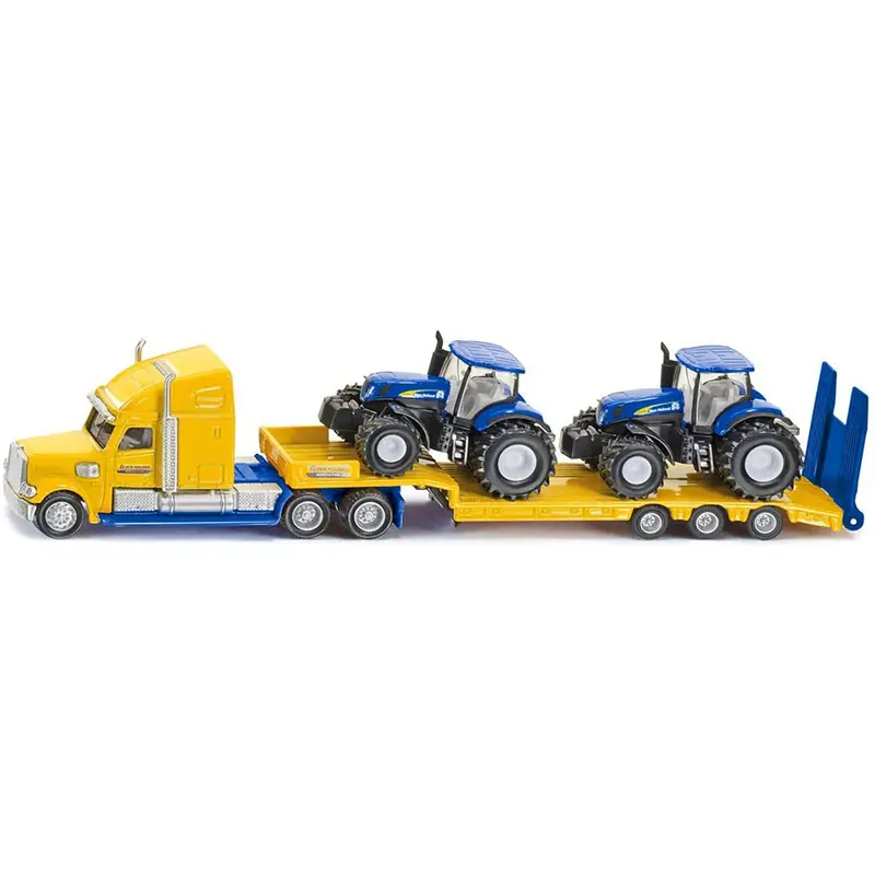 Tractor Truck Yellow With 2 New Holland T7070 Tractors Blue 1/87 (Ho) Diecast Models By Siku 1