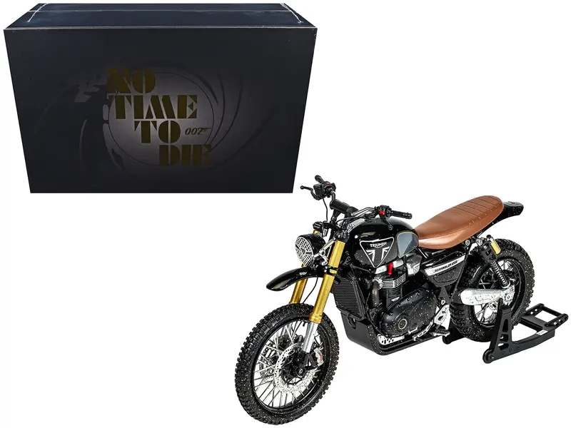 Triumph Scrambler 1200 Xe Motorcycle Black (Dirty Version) James Bond 007 "No Time To Die" (2021) Movie Diecast Model Car By Corgi 1