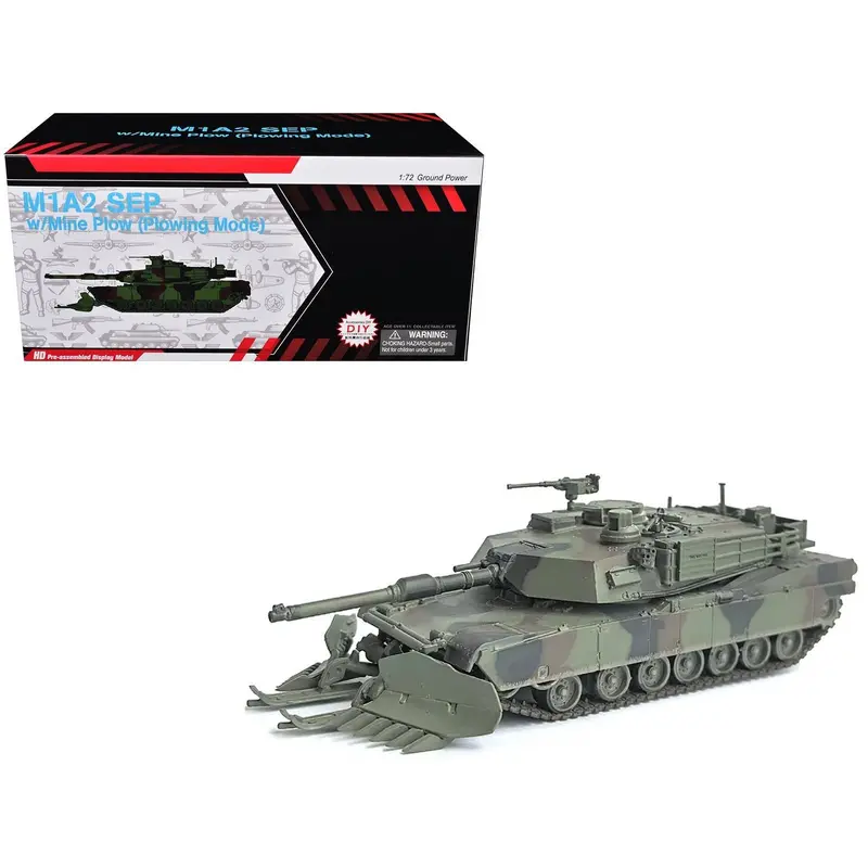 United States M1a2 Sep (System Enhancement Package) Tank With Mine Plow (Plowing Mode) "United States Army 1St Battalion 16Th Cav. Reg. Fort Knox" (2002)" Green Camouflage "Neo Dragon Armor" Series 1/72 Plastic Model By Dragon Models 1