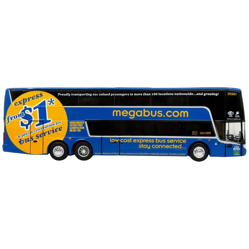 Van Hool Tdx Double Decker Coach Bus "Megabus" "M22 Boston To New York" "The Bus & Motorcoach Collection" Limited Edition To 504 Pieces Worldwide 1/87 (Ho) Diecast Model By Iconic Replicas 1