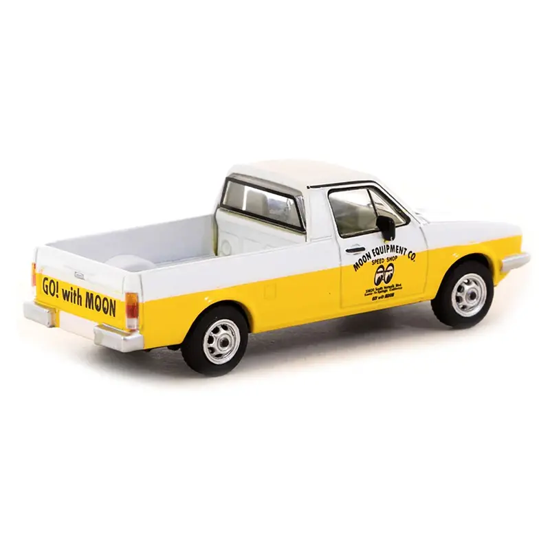 Volkswagen Caddy Pickup Truck White And Yellow "Moon Equipment Co. - Mooneyes" "Collab64" Series 1/64 Diecast Model Car By Schuco & Tarmac Works 1
