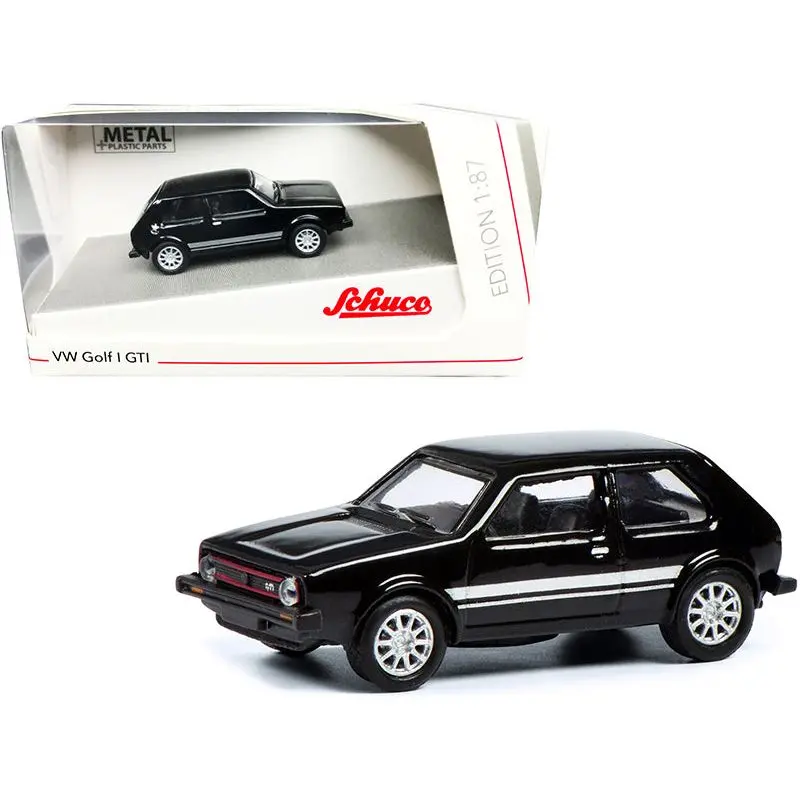 Volkswagen Golf I Gti Black With Silver Stripes 1/87 (Ho) Diecast Model Car By Schuco 1