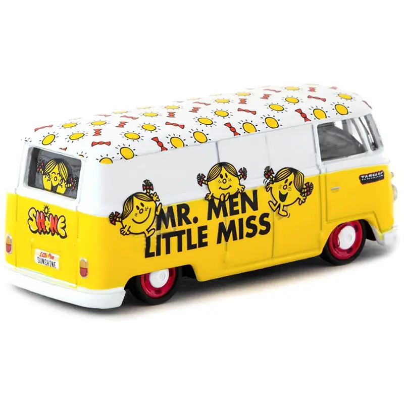 Volkswagen Type Ii (T1) Panel Van "Little Miss Sunshine" Yellow And White "Mr. Men & Little Miss" "Collab64" Series 1/64 Diecast Model Car By Schuco & Tarmac Works 1