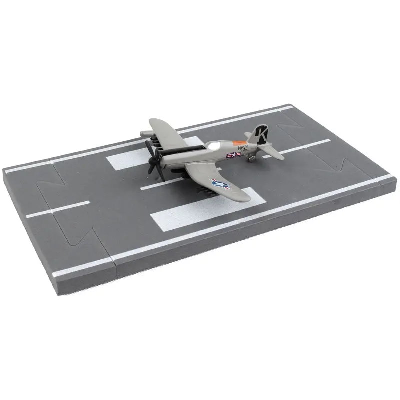 Vought F4u Corsair Fighter Aircraft Gray "United States Navy" With Runway Section Diecast Model Airplane By Runway24 1