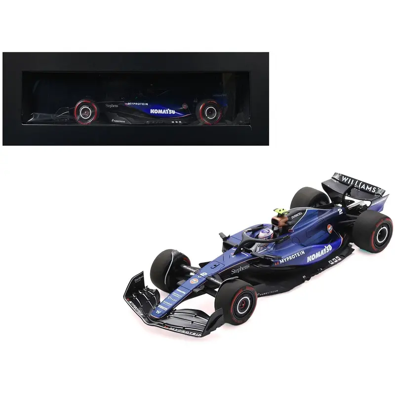 Williams Fw46 #2 Logan Sargeant "Williams Racing" Formula One F1 "Bahrain Gp" (2024) With Acrylic Display Case 1/18 Model Car By Spark 1