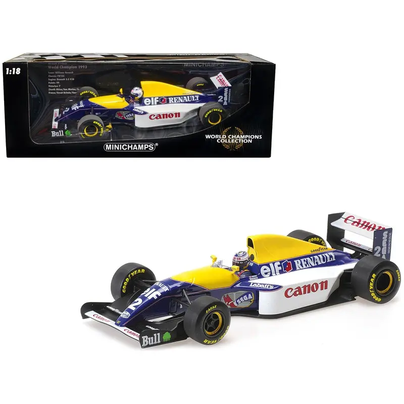 Williams Renault Fw15c #2 Alain Prost "Canon" Winner F1 Formula One World Championship (1993) With Driver Limited Edition 1/18 Diecast Model Car By Minichamps 1