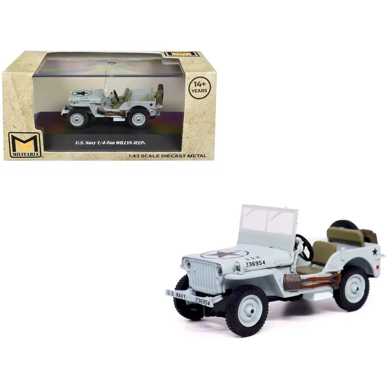 Willys Jeep 1/4-Ton Car Light Blue "United States Navy" 1/43 Diecast Model By Militaria Die Cast 1