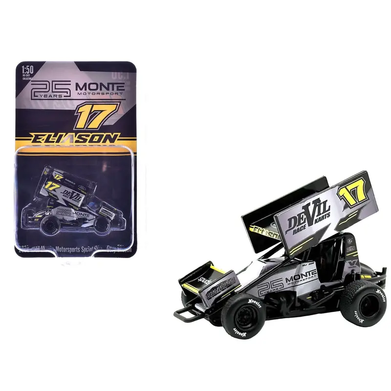 Winged Sprint Car #17 Cory Eliason "Devil Race Karts" Monte Motorsports (2025) 1/50 Diecast Model Car By Acme 1