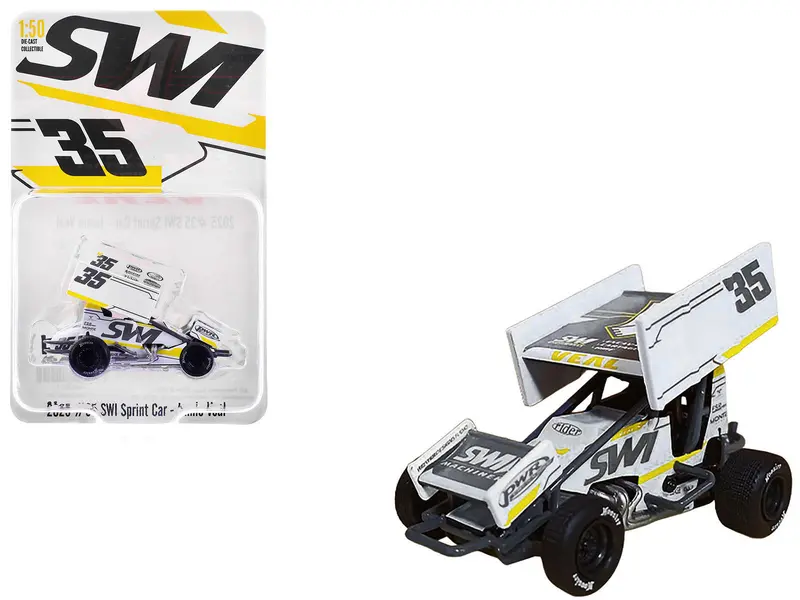 Winged Sprint Car #35 Jamie Veal "Swi Earthworks" White (2025) 1/50 Diecast Model Car By Acme 1