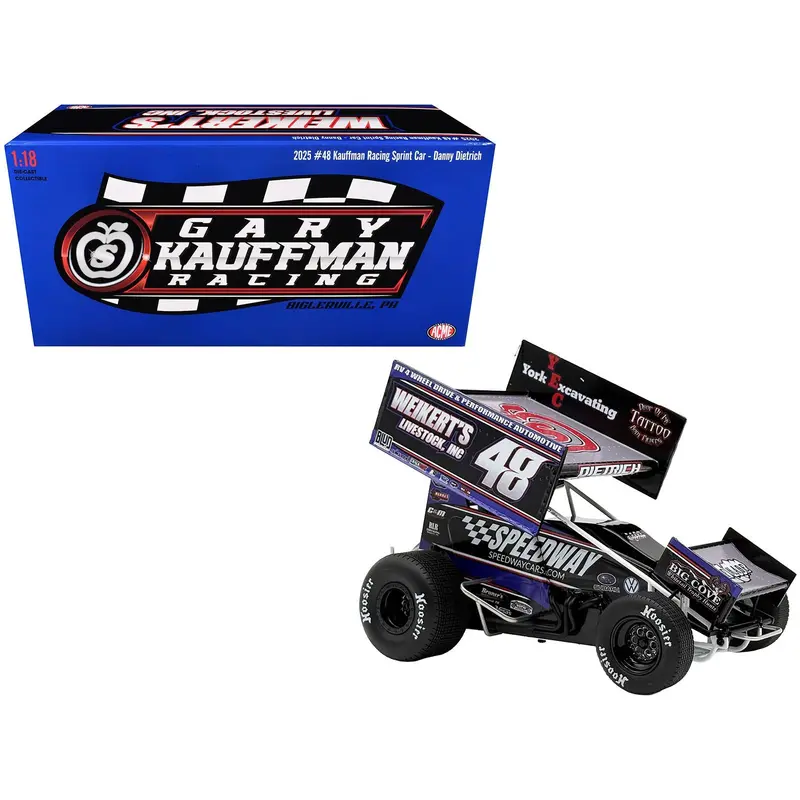Winged Sprint Car #48 Danny Dietrich "Weikert's Livestock - Speedway Cars" Gary Kauffman Racing (2025) 1/18 Diecast Model Car By Acme 1