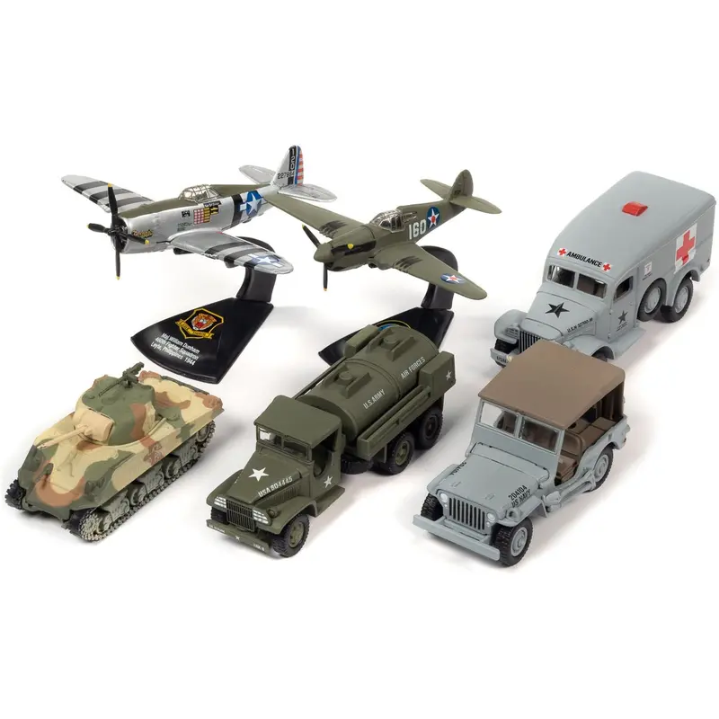 "Wwii Warriors: Pacific Theater" Military 2022 Set A Of 6 Pieces Release 2 Limited Edition To 2000 Pieces Worldwide Diecast Model Cars By Johnny Lightning 1