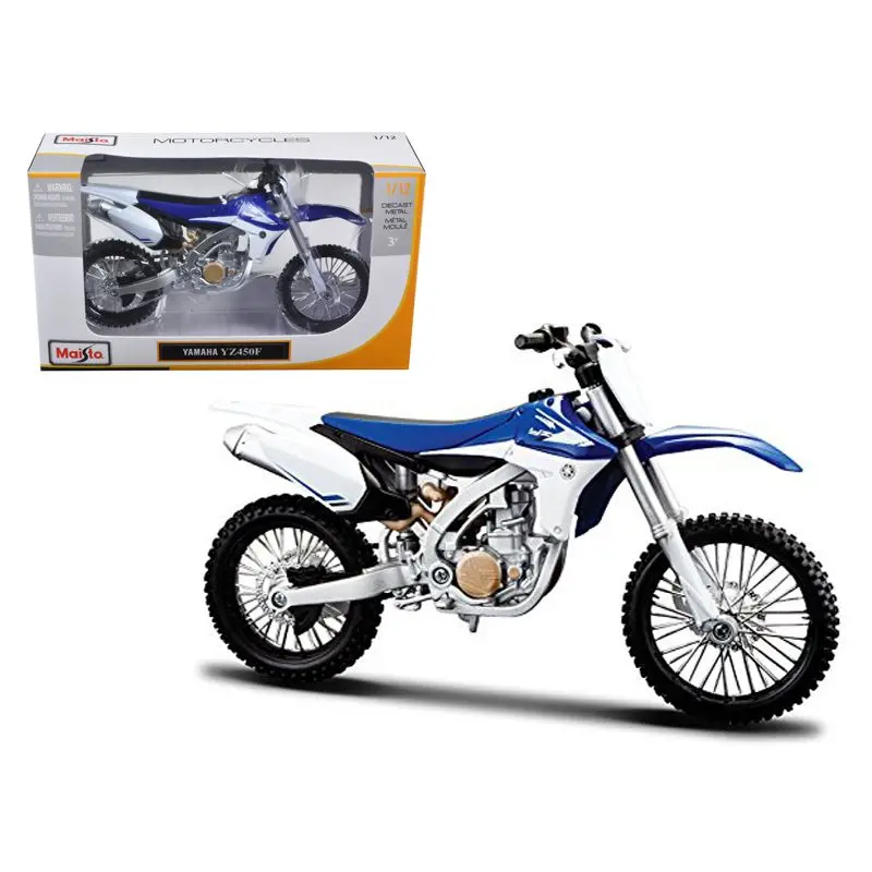 Yamaha Yz450f Blue And White 1/12 Diecast Motorcycle Model By Maisto 1