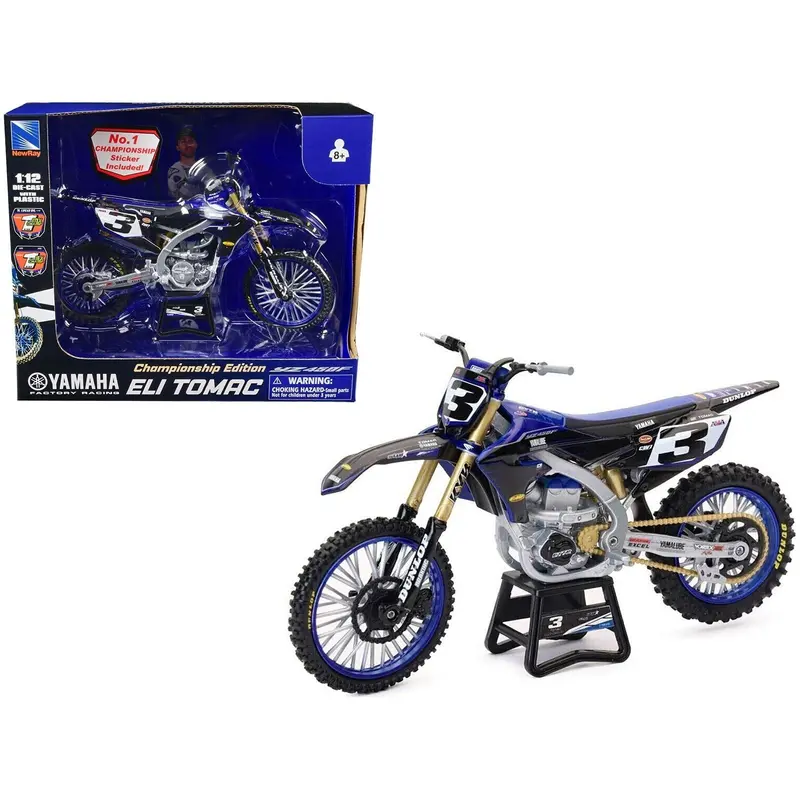 Yamaha Yz450f Championship Edition Motorcycle #3 Eli Tomac "Yamaha Factory Racing" 1/12 Diecast Model By New Ray 1