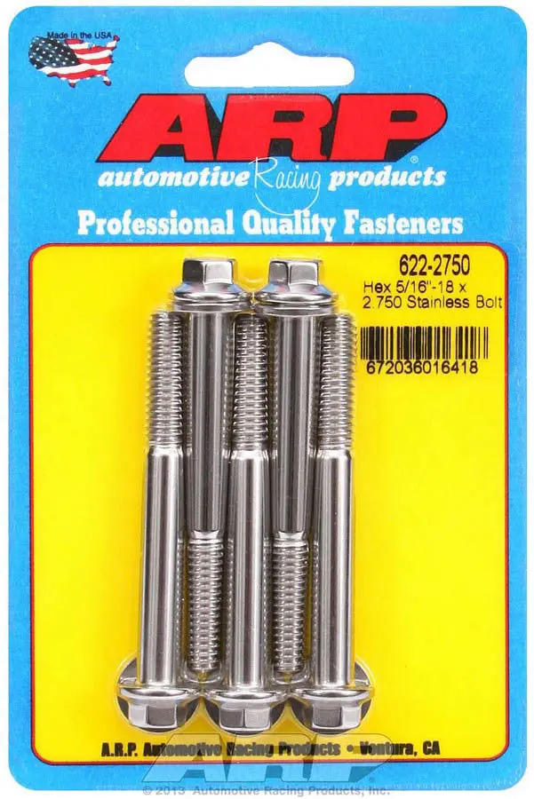 Arp Stainless Steel Bolt Kit – 5/16"-18 X 2.75", Six-Point Head (622-2750) 1