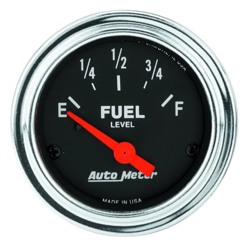 Autometer 2-1/16" Electric Fuel Level Gauge – Traditional Chrome Finish, 0–30 Ohm Sending Range 1