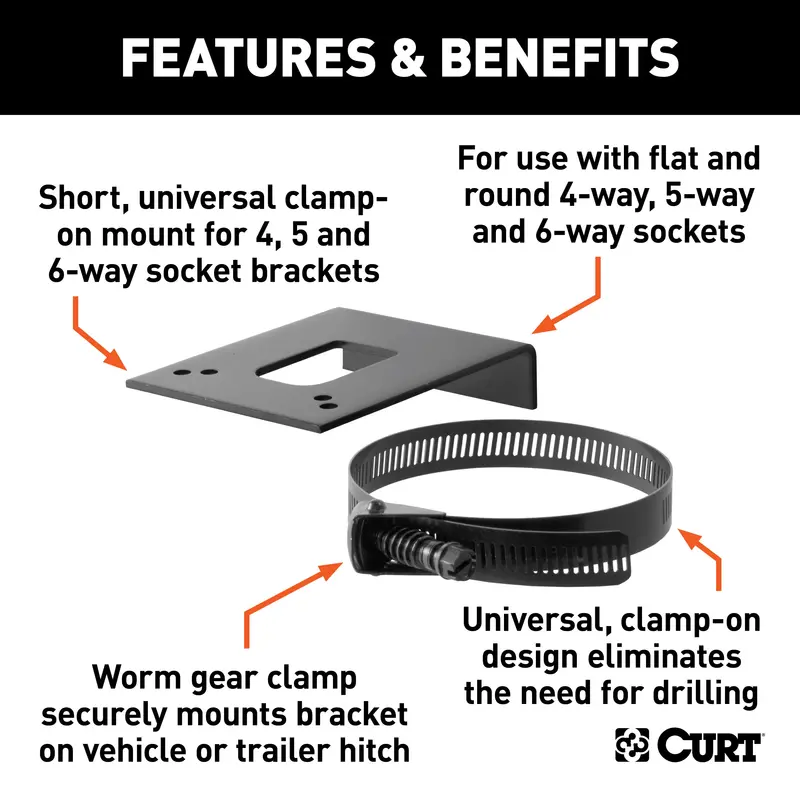 Curt Connector Bracket Mount – Universal Support For 4-, 5-, Or 6-Way Trailer Wiring 1
