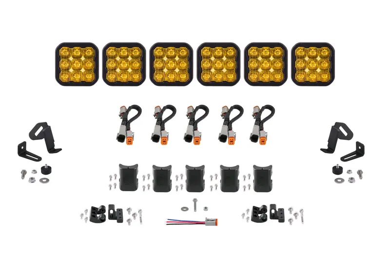 Diode Dynamics Ss5 Pro Universal Crosslink Light Bar – 6-Pod Yellow Driving Light System 1