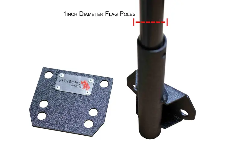 Fishbone Off-Road Bed Rail Flag Mount – Durable Aluminum Flagpole Bracket 1