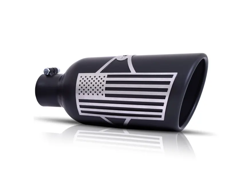 Gibson Patriot Flag Exhaust Tip – Rolled Edge Angle Design With Black Ceramic Finish 1
