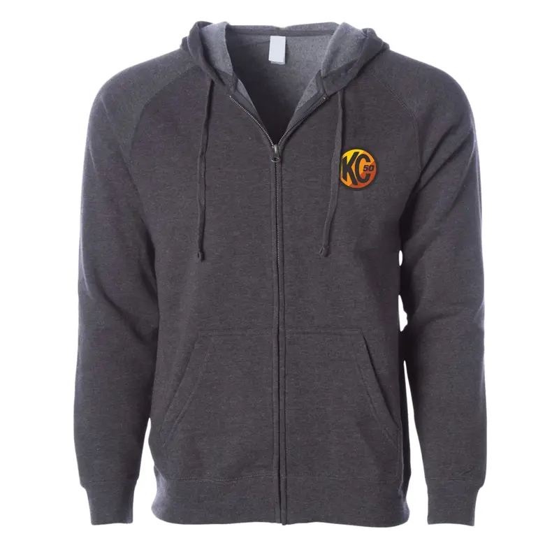 Kc Hilites 70309 Hoodie — Heather Gray With Racer Logo Front & Original Logo Back 1