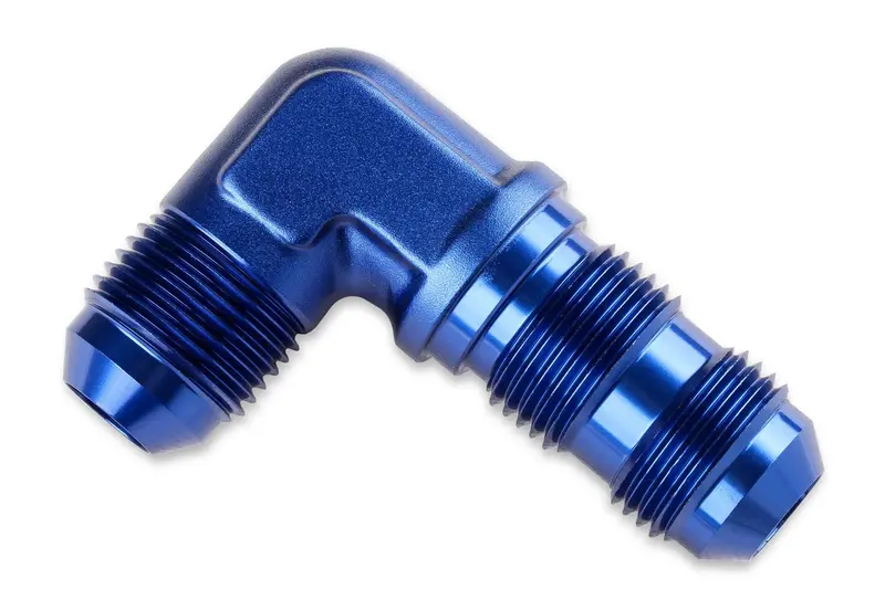 Mr. Gasket 90-Degree -8An Bulkhead Fitting – Anodized Blue Aluminum 1