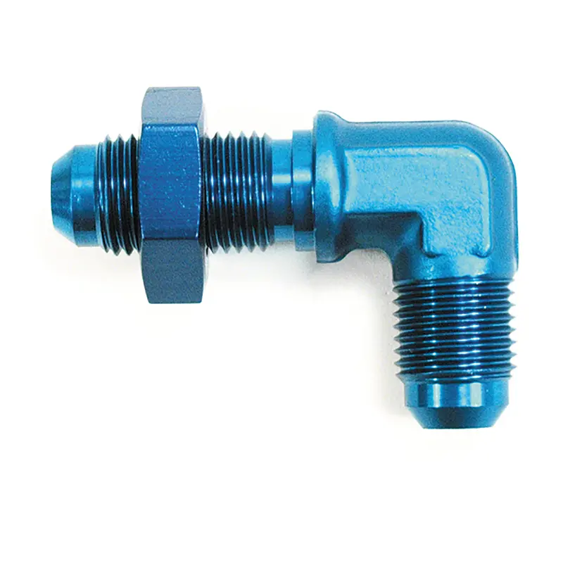 Speedfx 560833 -8An 90° Bulkhead Flare Fitting – Anodized Blue Aluminum 1