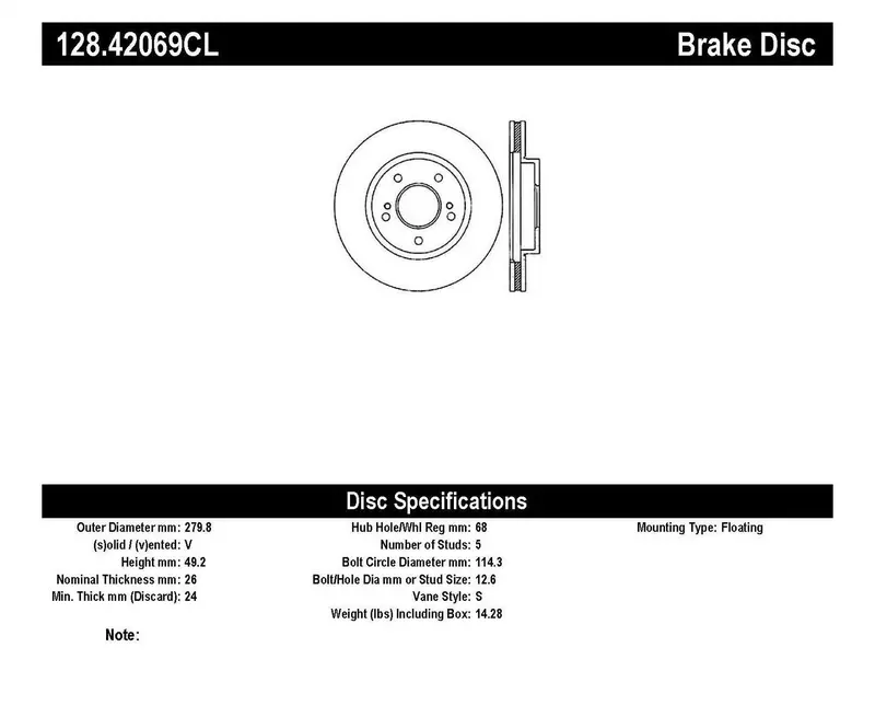 Stoptech 128.42069Cl Cryo-Treated Front Left Brake Rotor – Cross-Drilled Sport Series 1