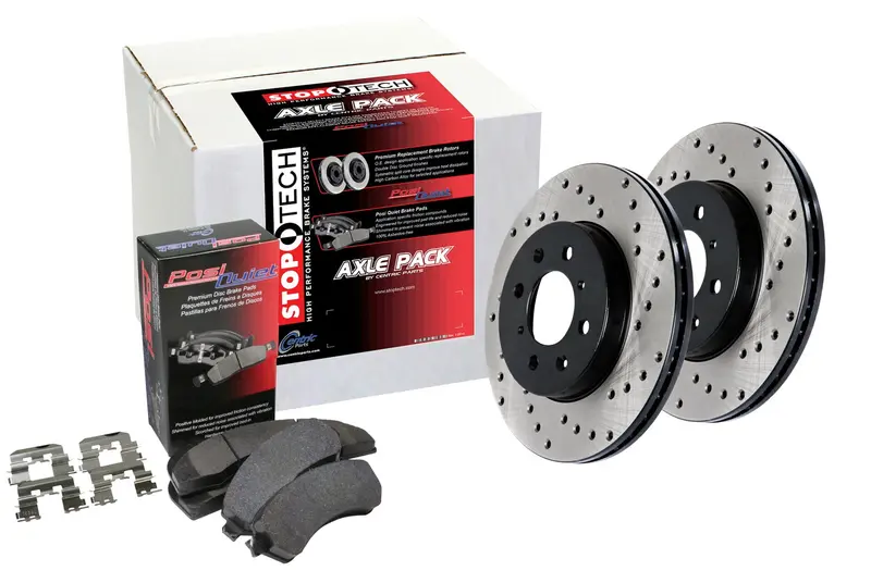 Stoptech 936.40017 Street Axle Pack – Drilled Front And Rear Brake Kit 1